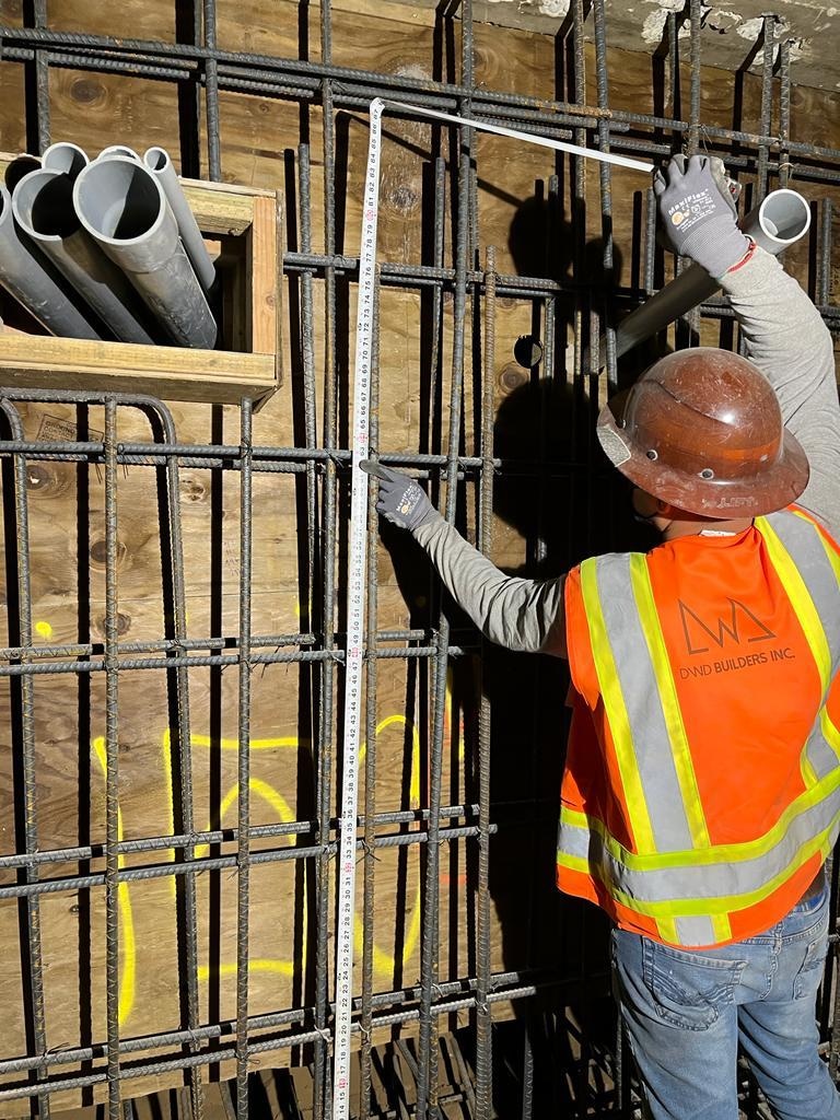 DWD Builders field inspection of reinforcing steel and embedded building systems