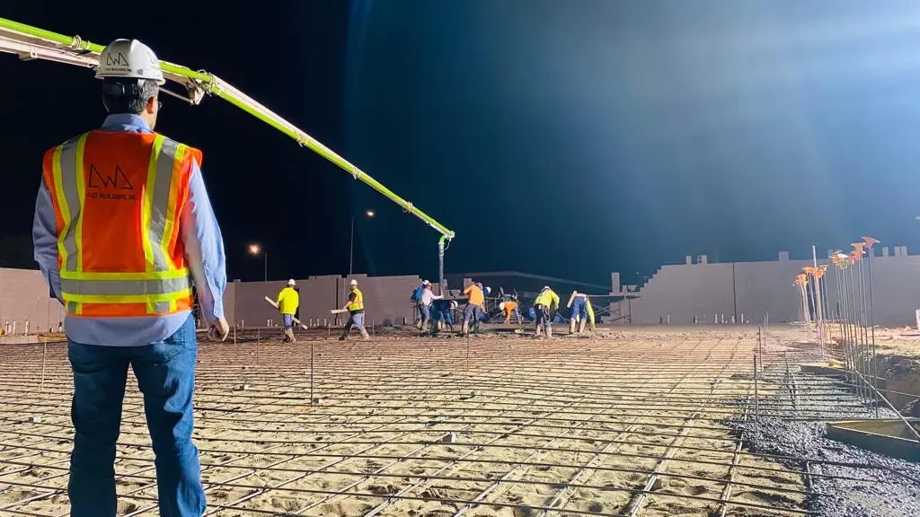 Concrete placement underway at the DWD Builders mixed-use assembly building in Phoenix