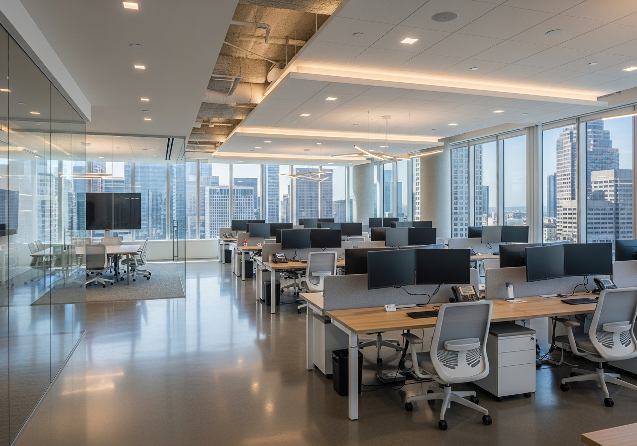 Modern open-plan office renovation — DWD Builders