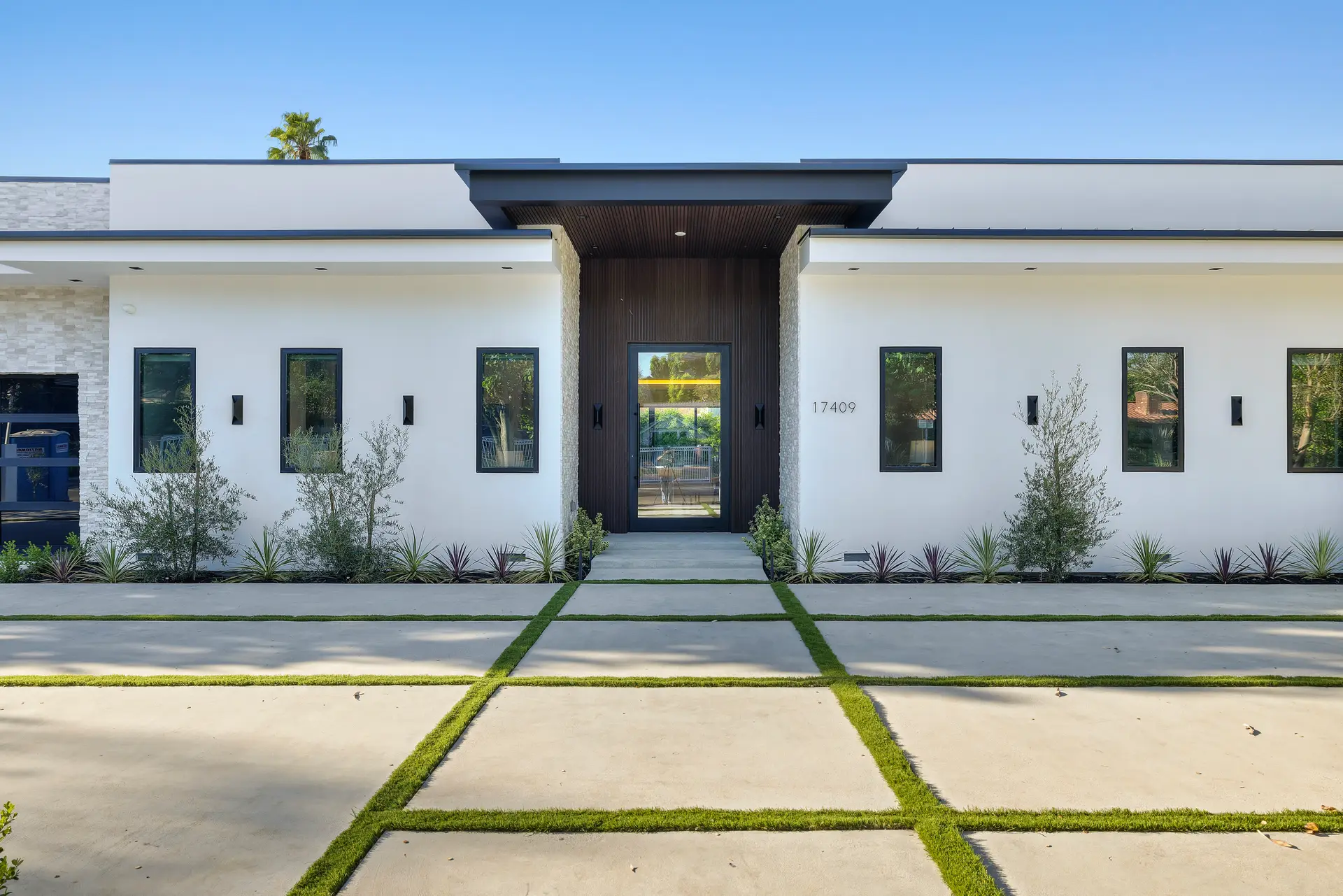 Completed luxury custom home exterior — Encino, CA