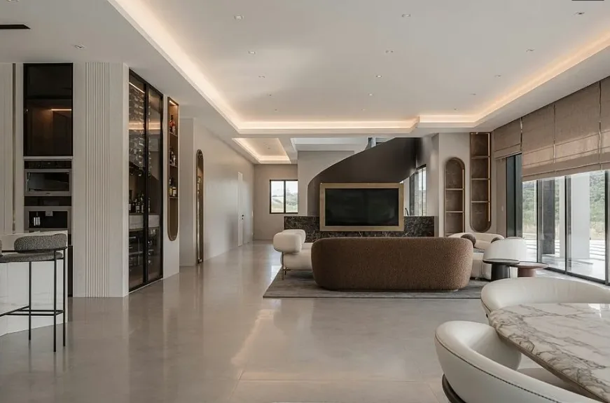 3D Render — Open Living Room & Bar