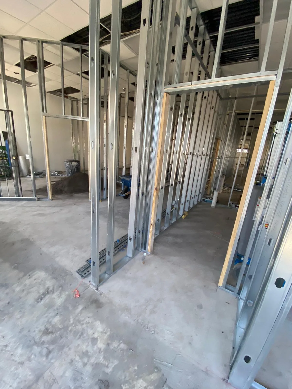 During Construction — Metal-Framed Corridor