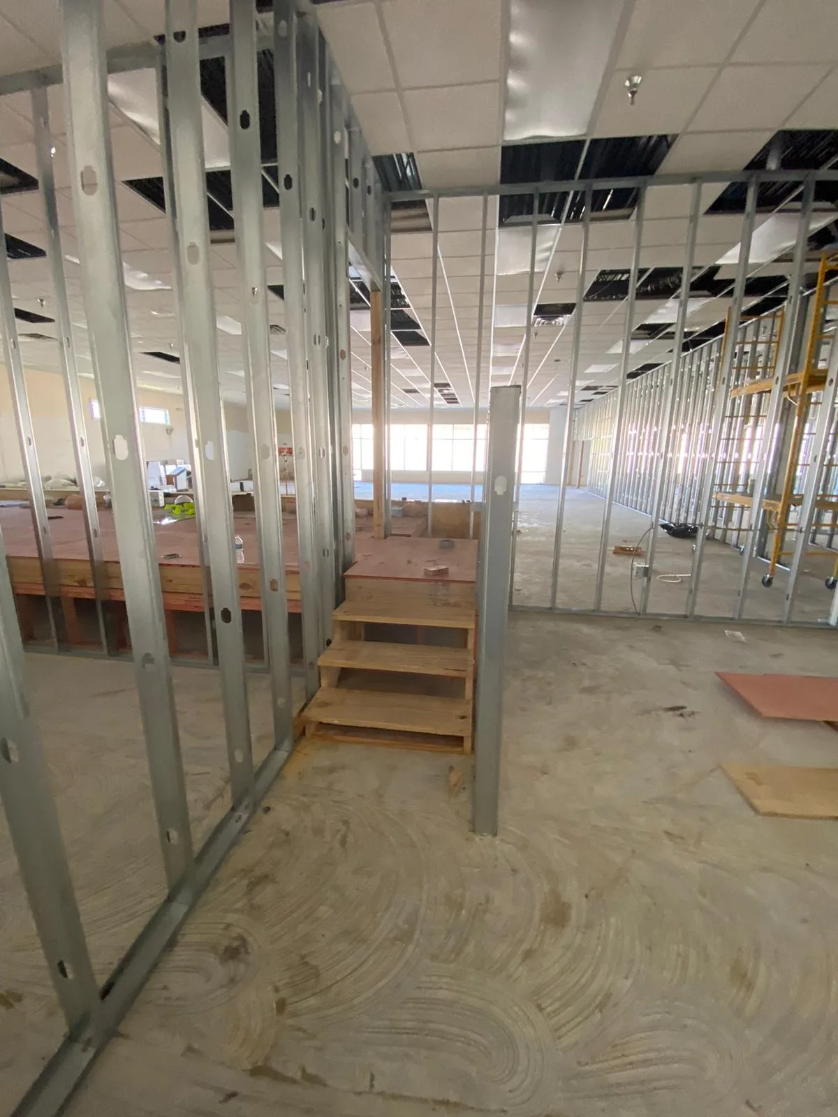 During Construction — Interior Framing and Raised Platform