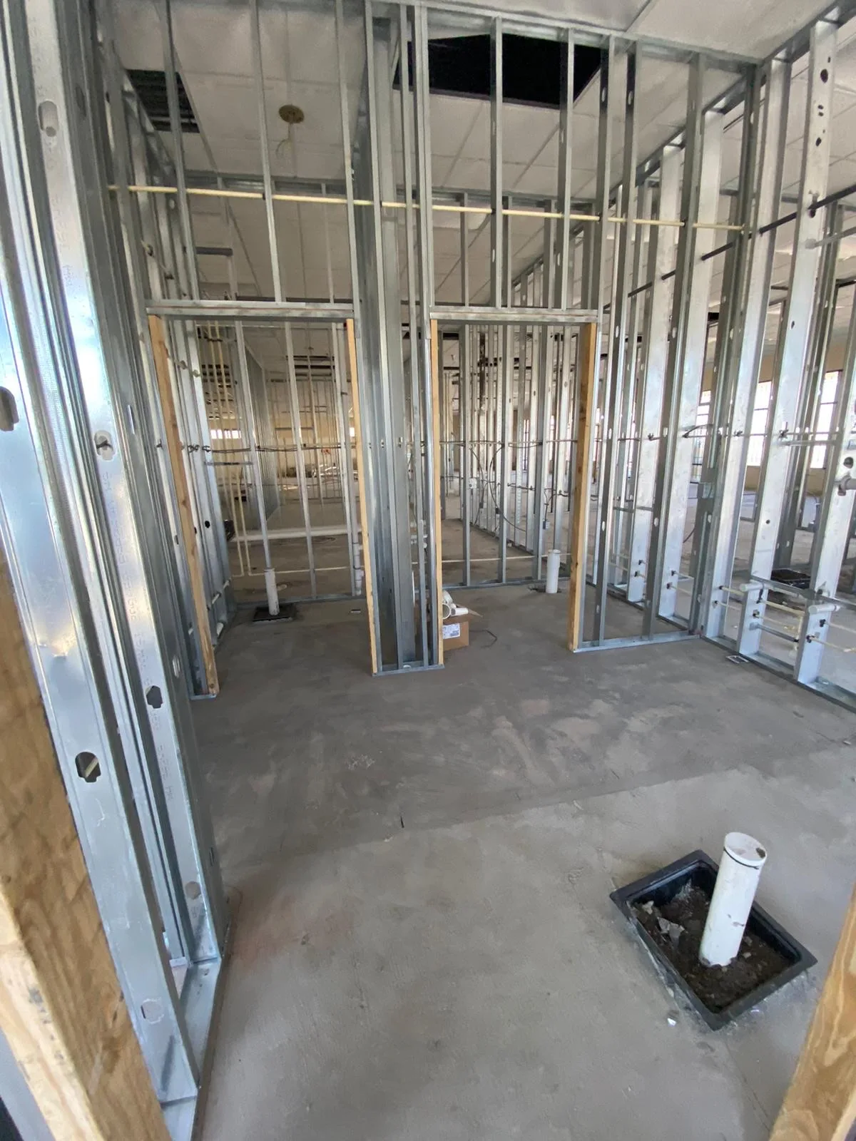 During Construction — Restroom Framing and Rough Plumbing