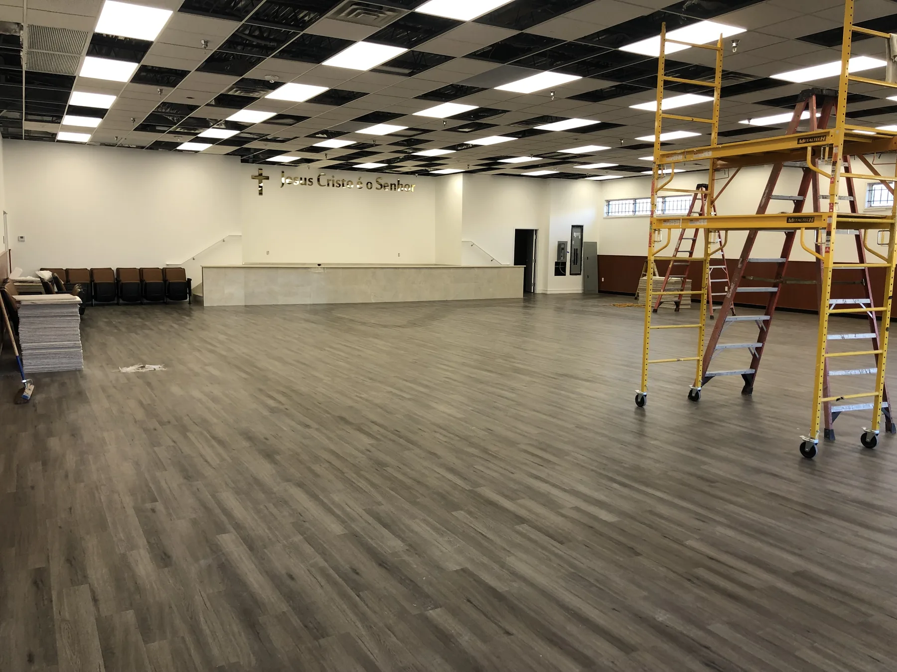 Sanctuary Finish Phase — Ceiling Work and Lift Access
